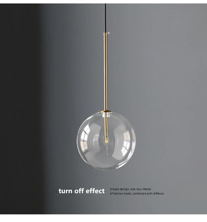 Post-Modern Clear Glass Pendant Lights Dimmable G4 Dining Room LED Suspend Lamp Gold/Chrome LED Pendant Light (WH-AP-196)