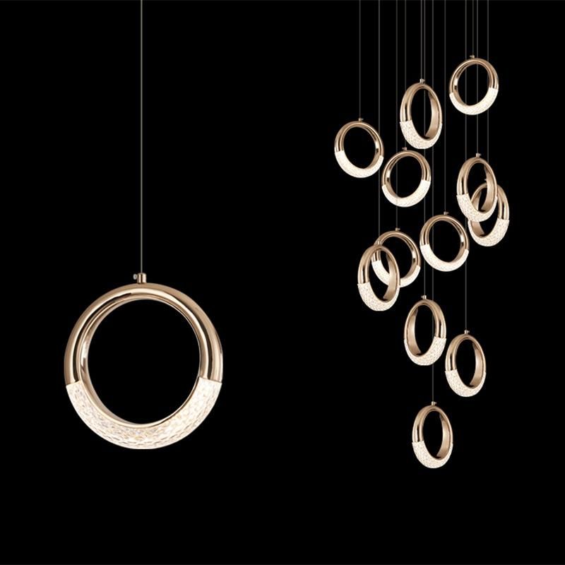 Round Lobby Chandelier Crystal Chandelier Living Room Light Pendant Lamp