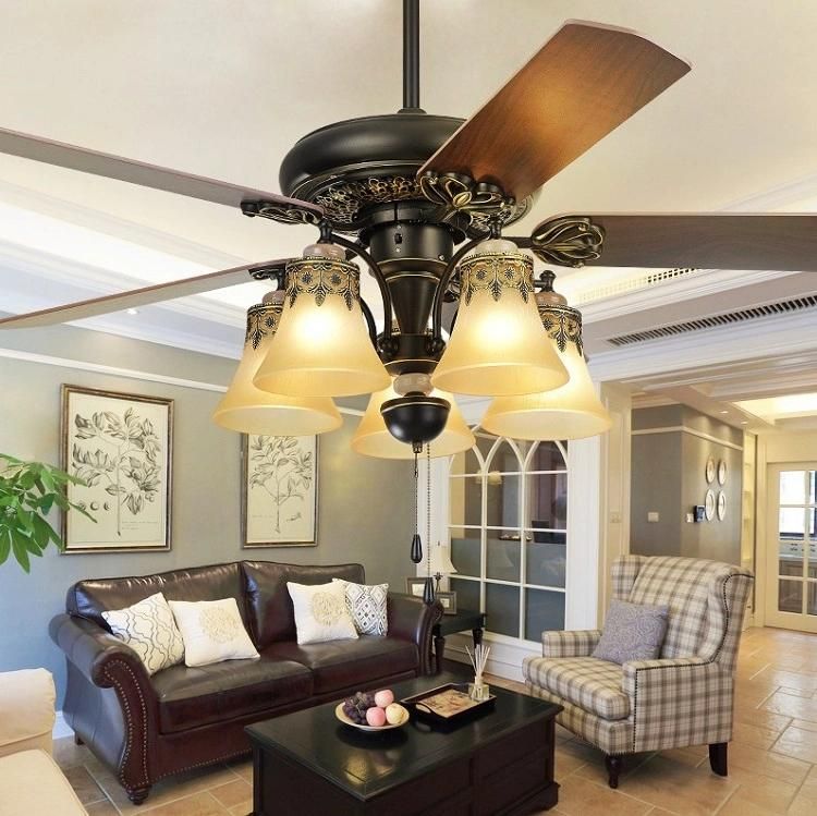 Antique Design Living Room Fan Decorative Lighting Retro Ceiling Fans with Light Electric Fan