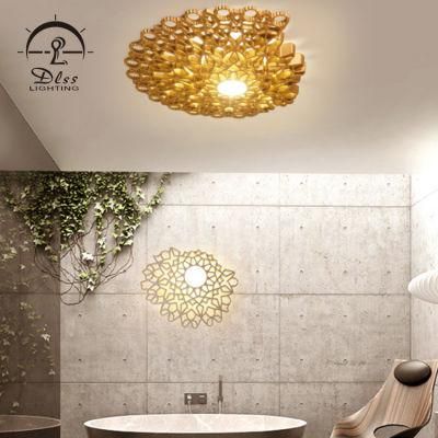 Dlss Designer Golden Fiberglass LED Modern Ceiling Light