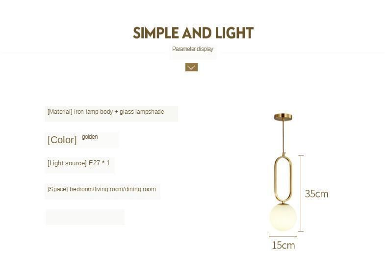 Modern Golden Pendant Lights Bedroom Decor Borgny Oval Ring Frosted Glass Globe Pendant Light (WH-AP-298)