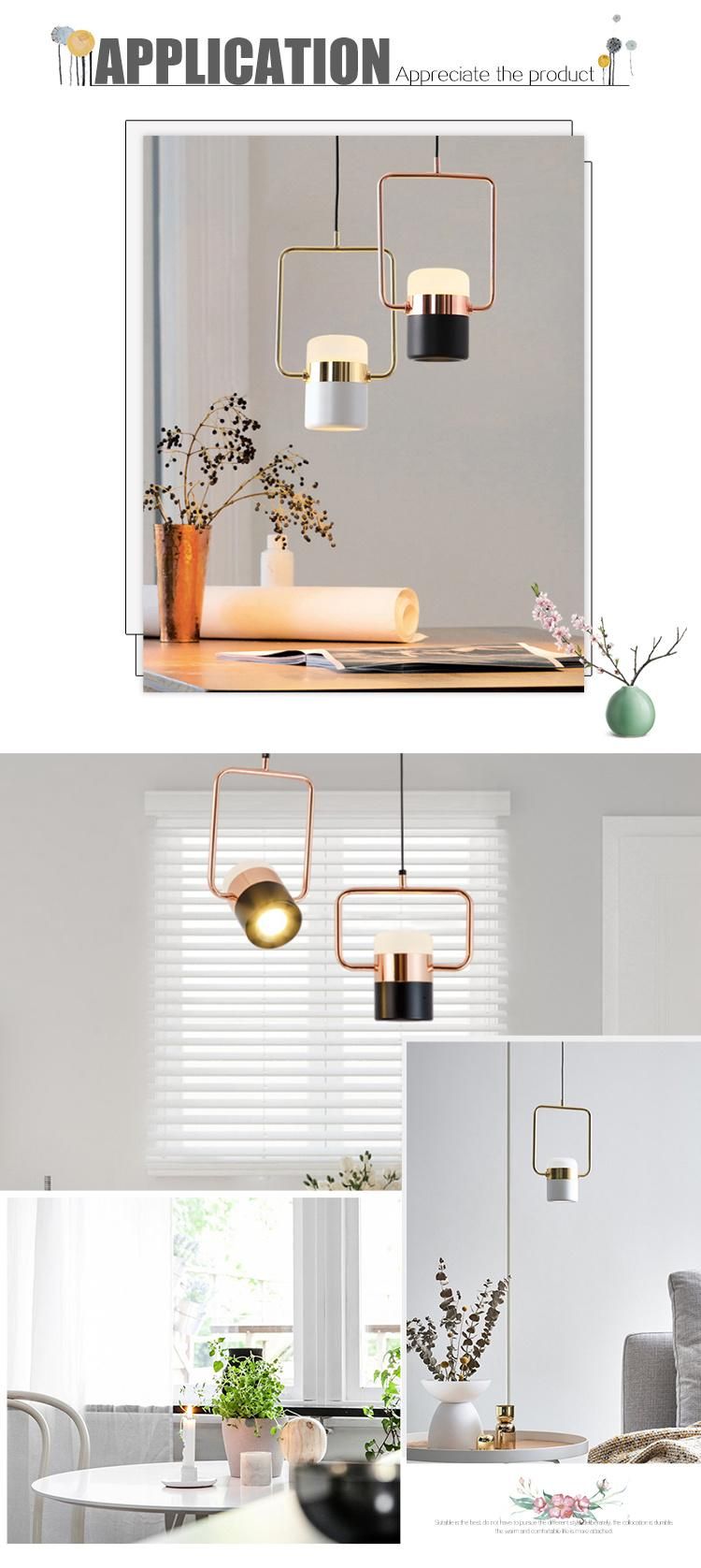 Rectangular Wire Gold/Copper Dlss Simple LED Single Pendant Lighting