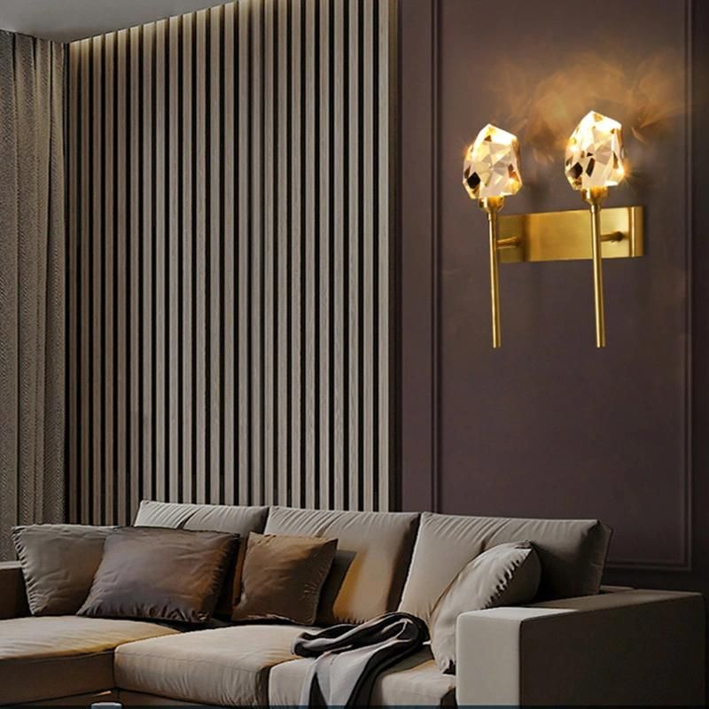 LED Crystal Wall Light All Copper Nordic for Bedroom Living Room Gold Wall Sconce (WH-OR-100)