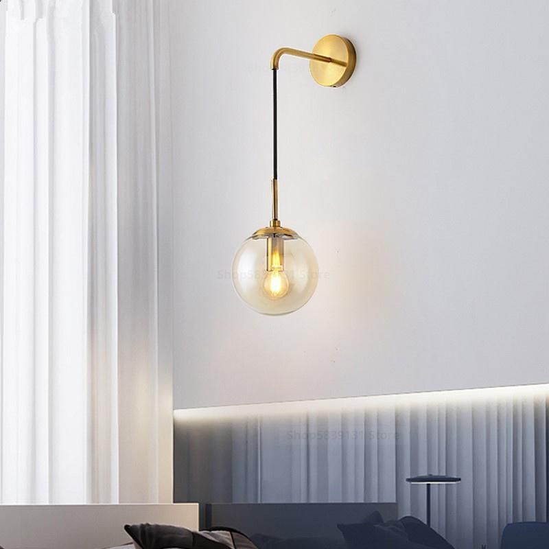 Nordic Modern Glass Ball Wall Lamps Retro Simple Bedside Bubble Wall Light (WH-OR-33)