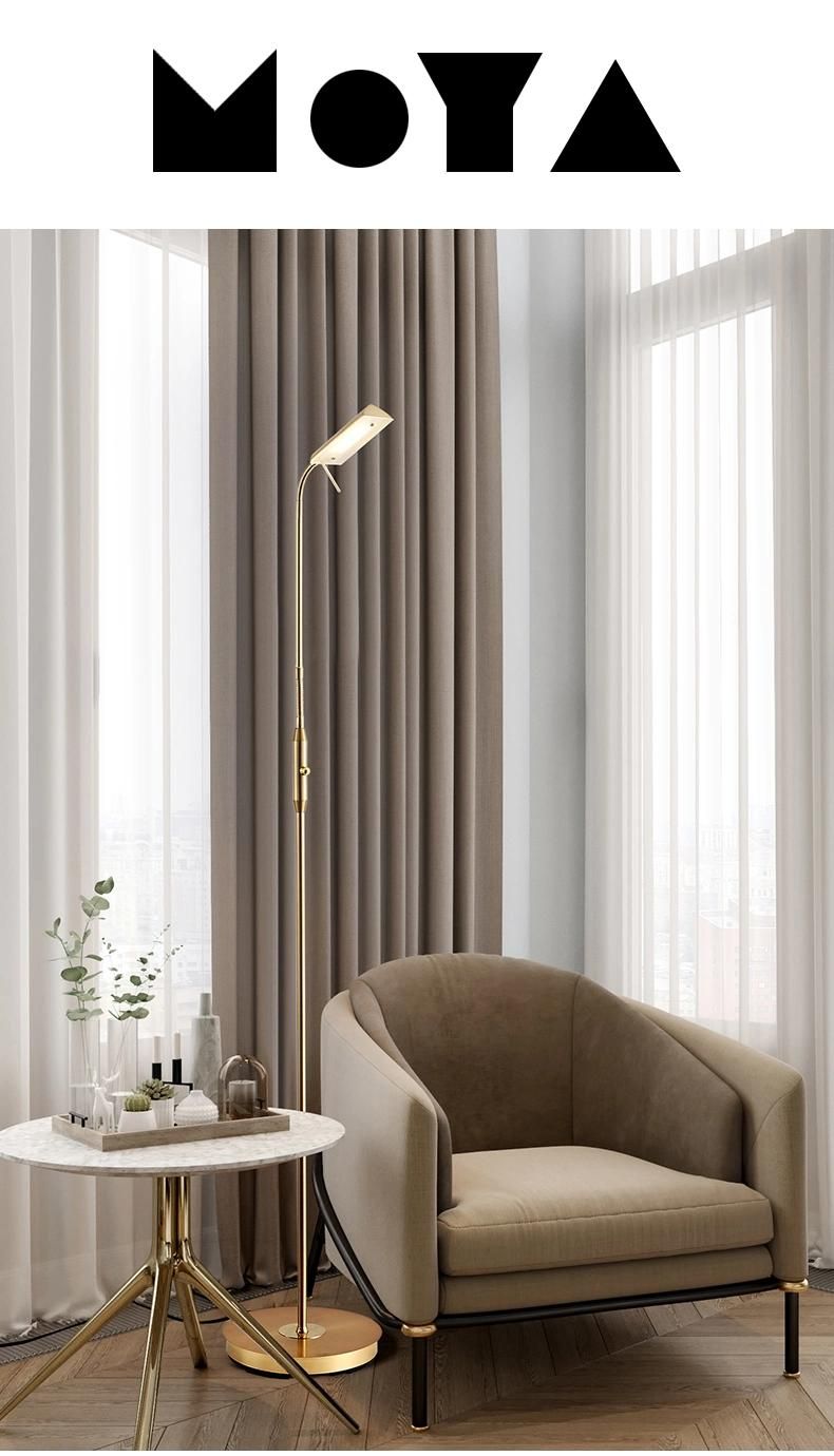 Modern Office Living Room LED Stereo Light Metal Golden Vertical Floor Lamp