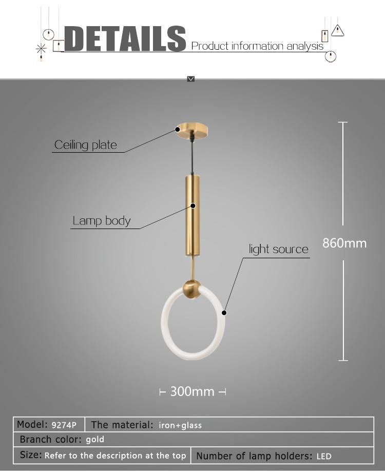 T9 Round Tube 2019 New Gold Hanging Lamp