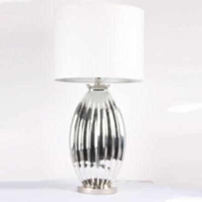 Ceramic Lamp Body and Stain Nickel Metal Lamp Base Table Lamp.
