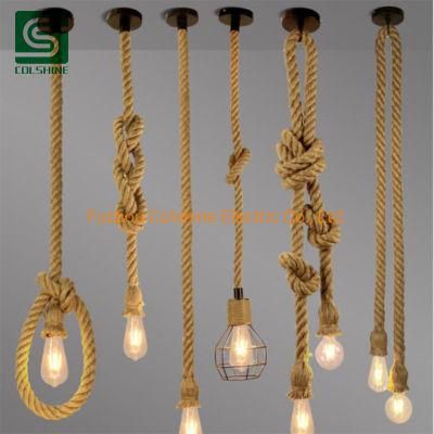 European Style Retro Hemp Rope Pendant Light E27 Pendant Lamp