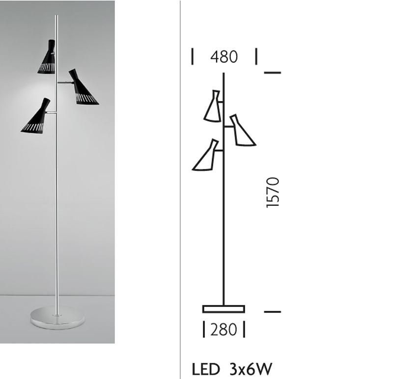 Adjustable Three Arms and Rotatable Acrylic Shade Floor Lamp