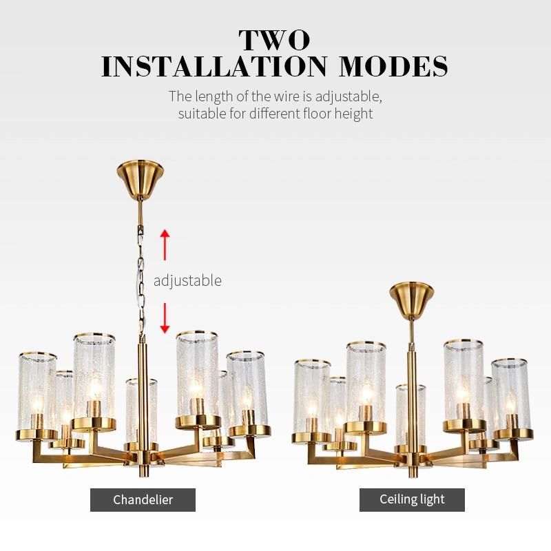 Modern European Style Gold Bronze E14 Chandeliers Lighting for Living Room