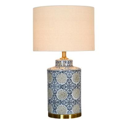 Blue and White Antique Jar Lamps Bedroom Ceramic Porcelain Lamp Table for Hotel Bedroom