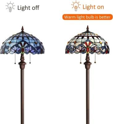 Capulina Tiffany Floor Lamp 2-Light 18&quot; Wide Traditional Art Style Standing Lamp for Living Room Bedroom