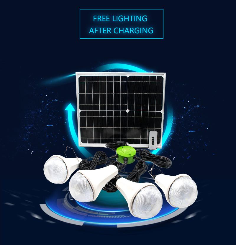 Portable Solar Lighting System Easy Carry Personal Solar Power Generator with Extra LED Bulbs Solar Home Light System Kit