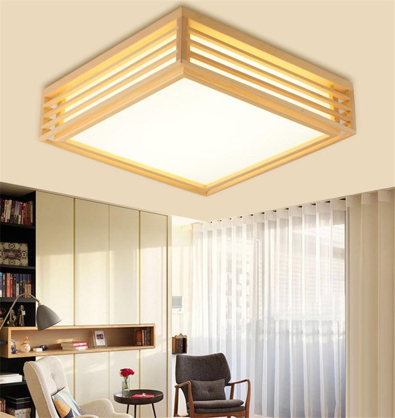 Natural Wood Living Room Lamp Japanese Style LED Home Ceiling Light (WH-WA-35)