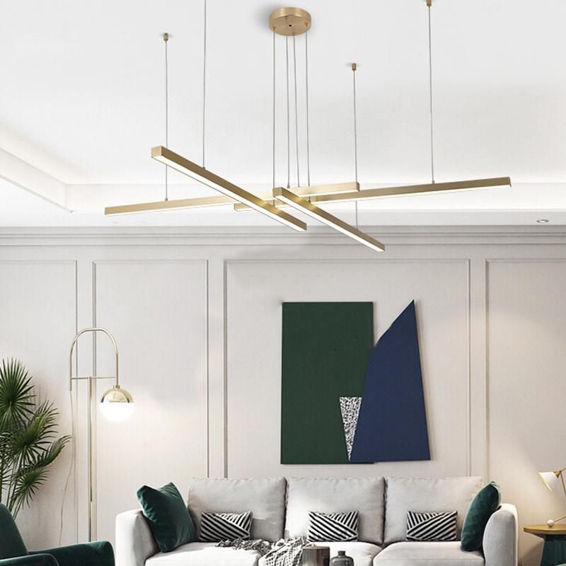 Modern Light Luxury Linear Chandelier Living Room Dining Room Bedroom Lighting Pendant Lamp