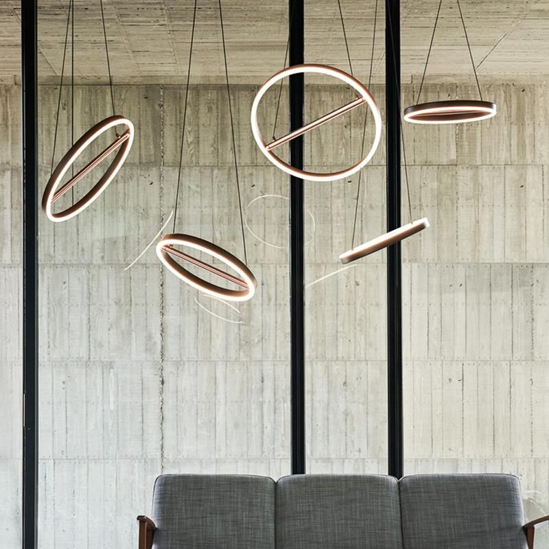 Modern Circle Design Chandelier Exhibition Hall Hotel Bedroom Pendant Lamp