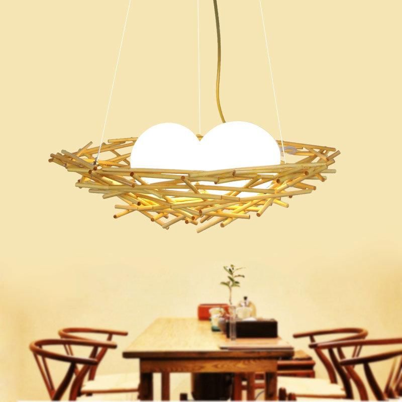 Create Design Rattan Birl Egg Pendant Lamp for Indoor Home Kitchen Lighting Fixtures (WH-WP-06)