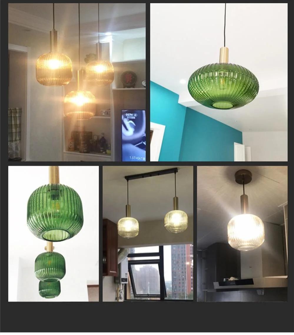 Modern Restaurant Colored Glass Chandelier Bar Bedroom Creative Kitchen Hanging Lamps Dining Room Lights Suspension Luminaire