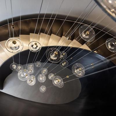 Nordic Style Decorative Commercial Hotel Staircase Custom Modern Glass LED Chandelier Light