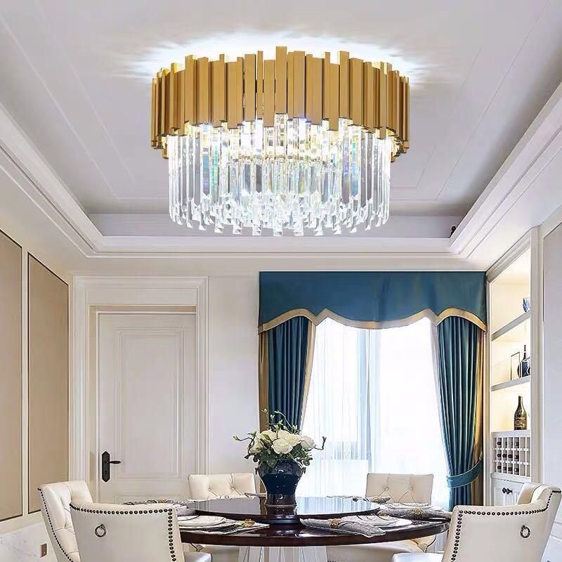 Modern LED Crystal Chandelier Luxury Gold Stainless Steel Lustres ceiling Lighting (WH-CA-53)