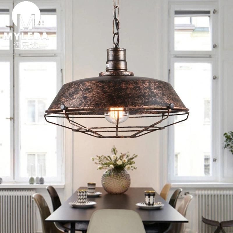 Hotel Antique Brass Ring Stainless Steel LED Hanging Pendant Lamp