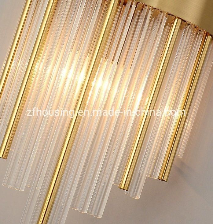 Golden Luxury European Hotel Living Room Light Crystal Glass Wall Lamp