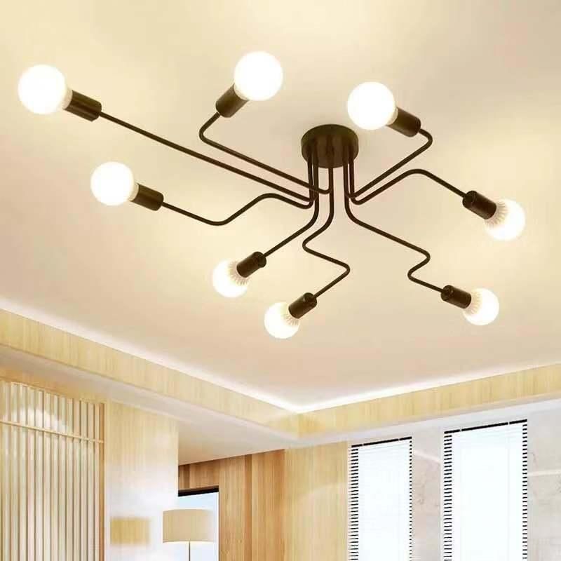 LED American Creative Simple Modern Living Room Wrought Iron Industrial Wind Ceiling Lamp