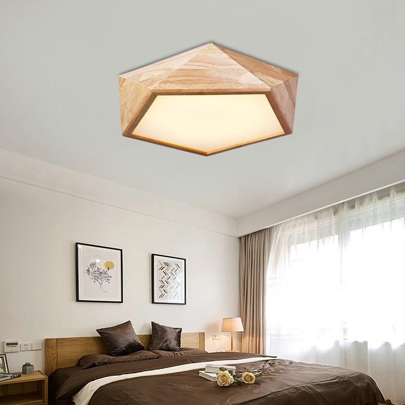 Natural Wood Ceiling Lights for Bedroom Living Room Kitchen Lighting Fixtures (WH-WA-07)