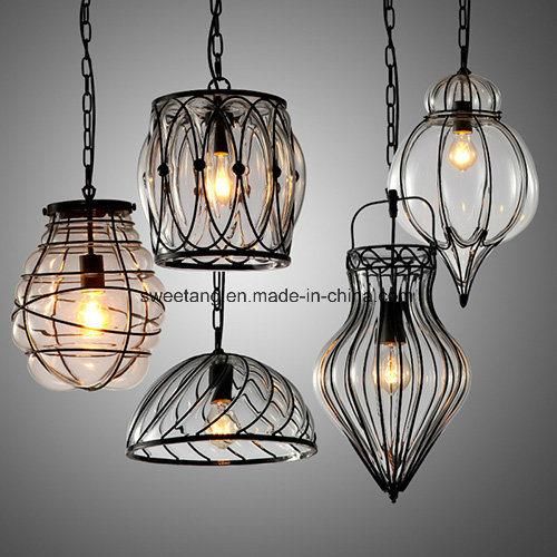 Glass Chandelier Pendant Lamp Industrial Pendant Lighting Hanging Light with Chain