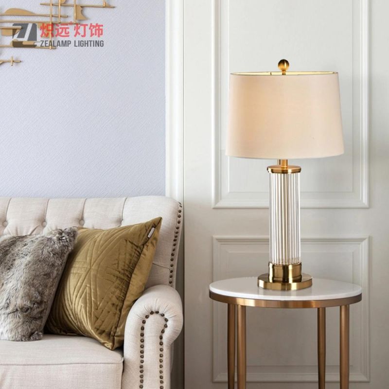 Metal Hotel Bedside Decorated Glass Tube Modern Table Lamp