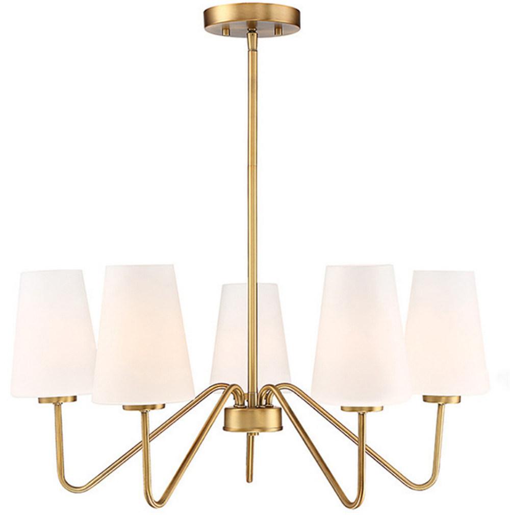 Small American Chandelier Modern Minimalist Light Luxury Warm Dining Room Bedroom Study Glass Lampshade Full Copper Lamps