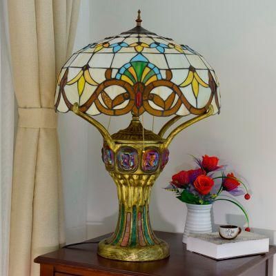 12 Inch Tifany Lamps Table Tiffany Night Stained Glass Lampes Tifani Den Rustic Stain_Glass Bedside Light Baroque Lamp