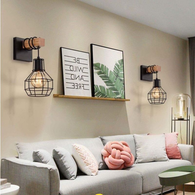Lightess Black Wall Sconces with Dimmer on off Switch Vintage Cage Wall Mount Light Fixture Industrial Farmhouse Lighting Living Room Kitchen