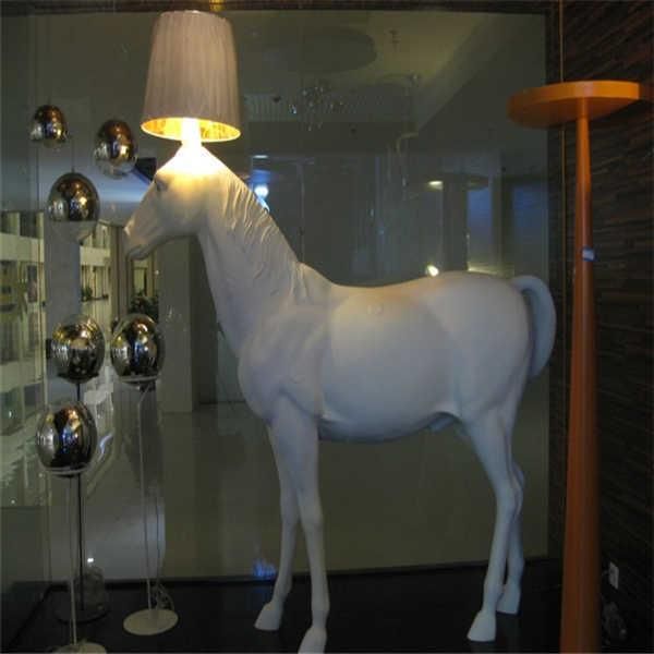 Modern Big Lighting Black Fabric Horse Floor Lamp
