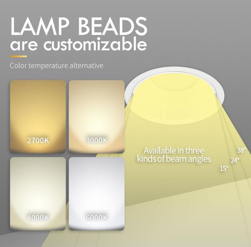 Factory Custom High Brightness Recessed Angel Adjustable Ceiling Light 7 10 15 20 25 35 Watt LED Spotlights