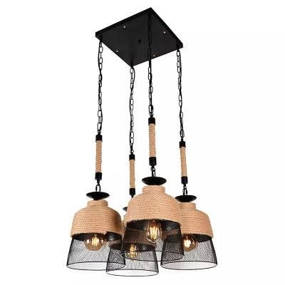 Retro Hemp Chandelier Nostalgic Industrial Theme Bar Restaurant Hotel Pendant Light