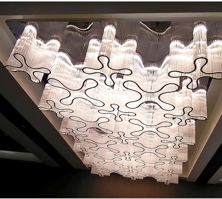 White Flower Shape Luxury Modern Stair Hotel Banquet Hall Huge Project Custom Chandelier Lamp
