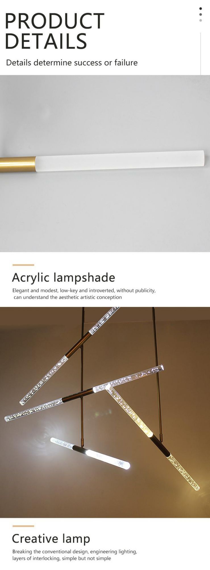 New Design Decorative Long Stairway Show Room Dining Hall Luxury Acrylic LED Chandelier Lamp