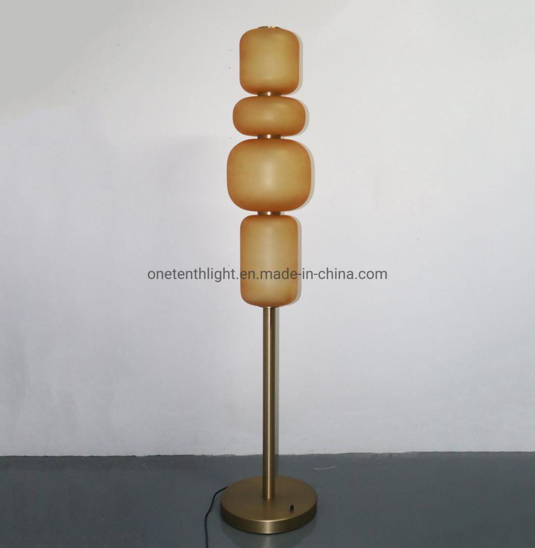 Metal Body in Brass and Frosted Glass Shade Floor Lamp