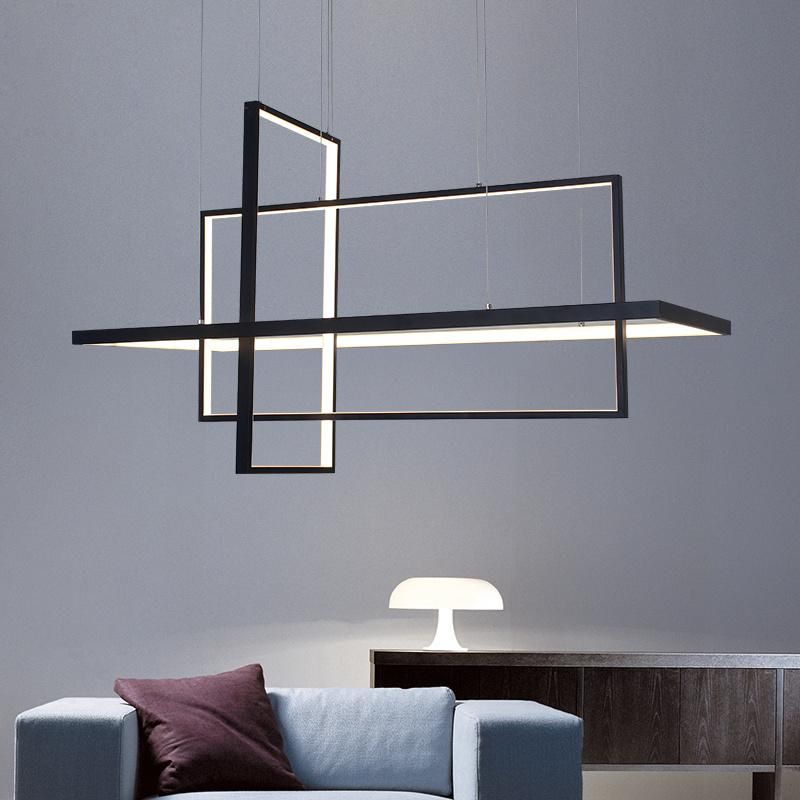 Modern Cube Aluminium LED Simple Squares Banquet Hall Chandelier Pendant Lamp