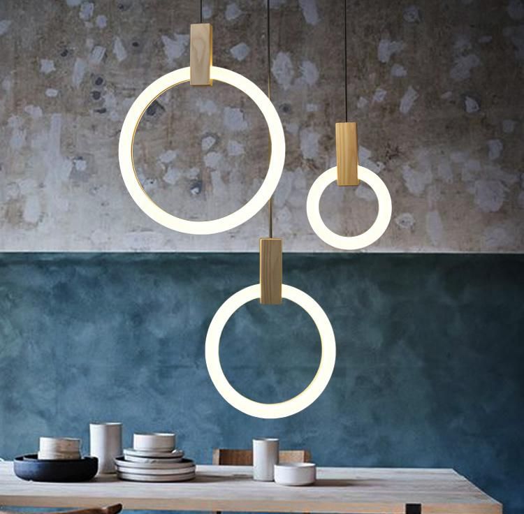 Circular Simple Chandelier Living Room Dining Room Bedroom Bedside Duplex Building Lamp Pendant Lighting Dining Room
