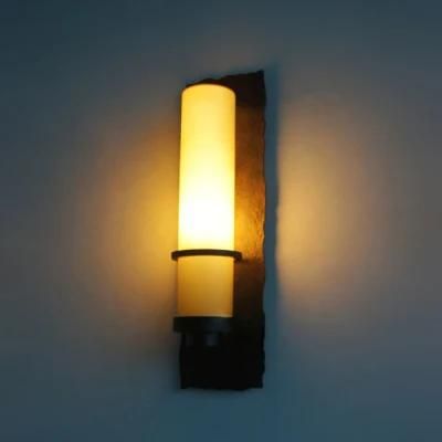 Glass Shade Difusser and Bronze Painted Metal Base Wall Lamp.
