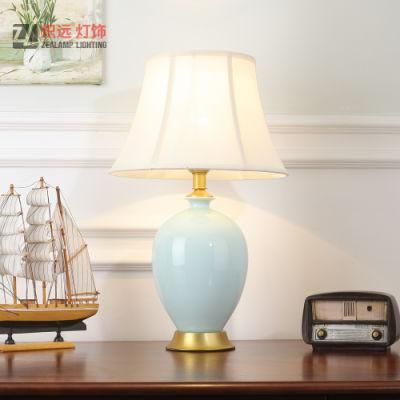 Modern Porcelain Lamp Body Fabric Shade Table Lamp for Decor