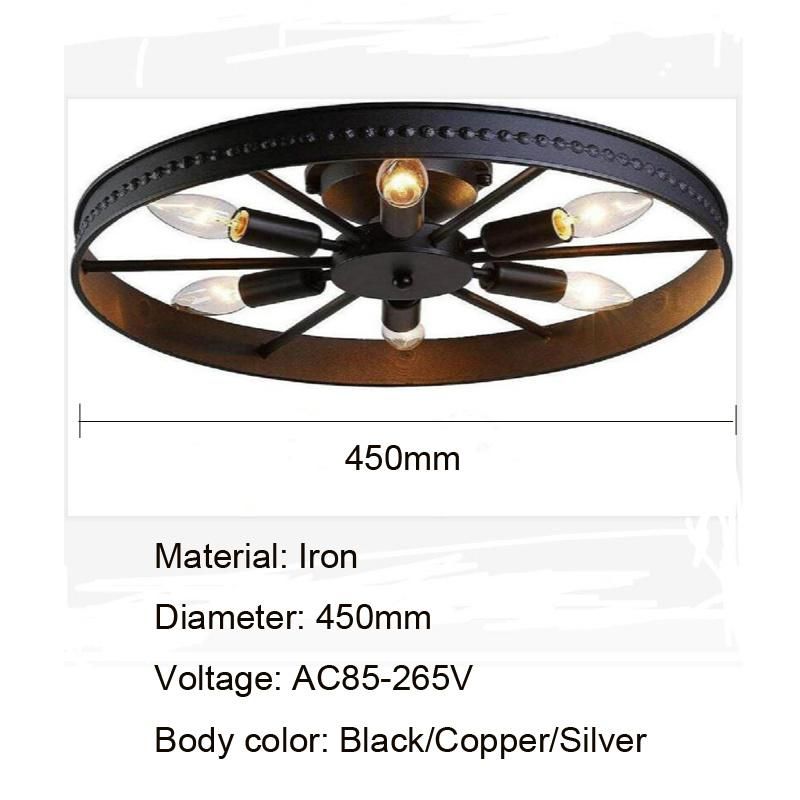 American Loft Industrial Light Design Round Iron Ceiling Lamp Bedroom Light Lamp Retro (WH-LA-26)