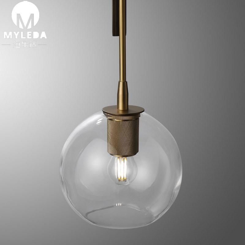 Handmade Clear Hanging Lamps Guestroom Decorative Glass Pendant Light
