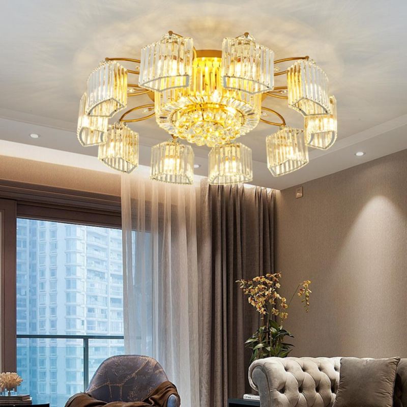 Crystal Ceiling Lights for Living Room Circle Gold Black LED Flush Mount Ceiling Light (WH-CA-79)