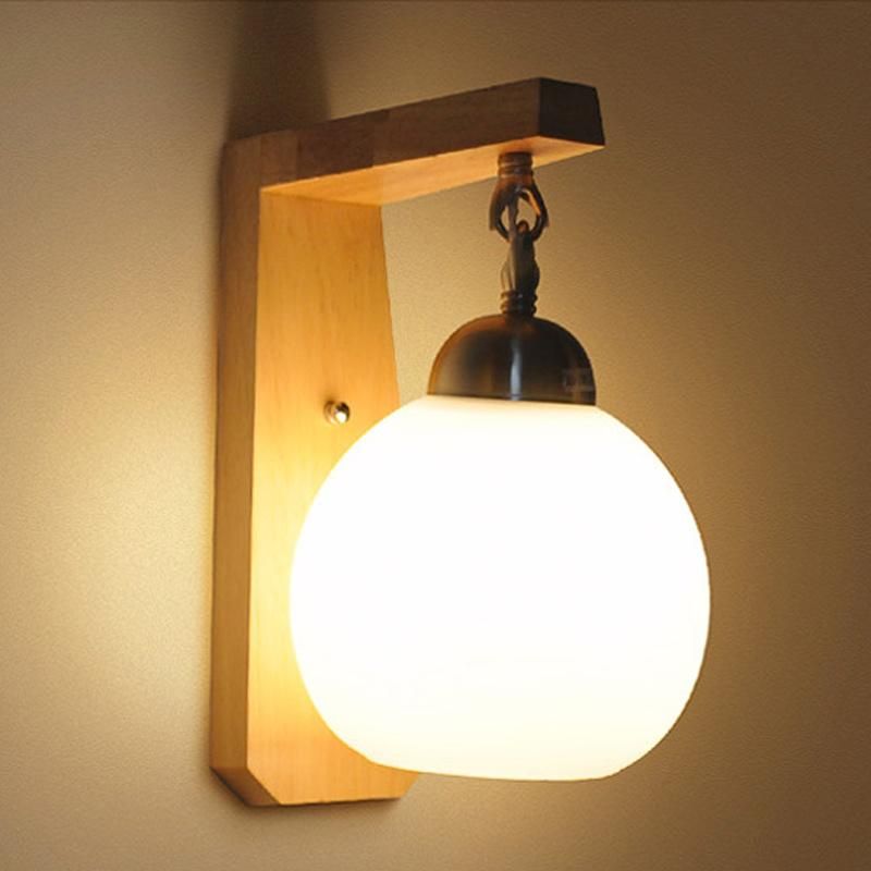 Bedside Wall Lamp Bedroom Living Room Corridor Wood Simple LED Light