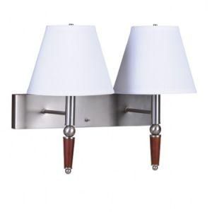 Contemporary Black Wood and Brushed Nickel Hotel Wall Lamp