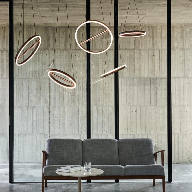 Modern Circle Design Chandelier Exhibition Hall Hotel Bedroom Pendant Lamp