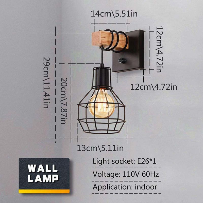 Lightess Black Wall Sconces with Dimmer on off Switch Vintage Cage Wall Mount Light Fixture Industrial Farmhouse Lighting Living Room Kitchen